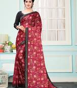 Amrutam Fab Women'S Imprted Fabric Digital Printed Red Party Wear Saree With Blouse Piece (Sr-10145-Red)