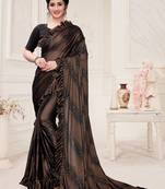 Amrutam Fab Women'S Lycra Foil Print Brown Party Wear Saree With Blouse Piece (Sr-10200-Brown)