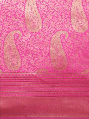 Amrutam fab women's banarasi silk pink saree with blouse piece (sr-10166-pink) 3