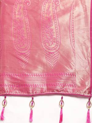 Amrutam fab women's banarasi silk pink saree with blouse piece (sr-10166-pink) 4