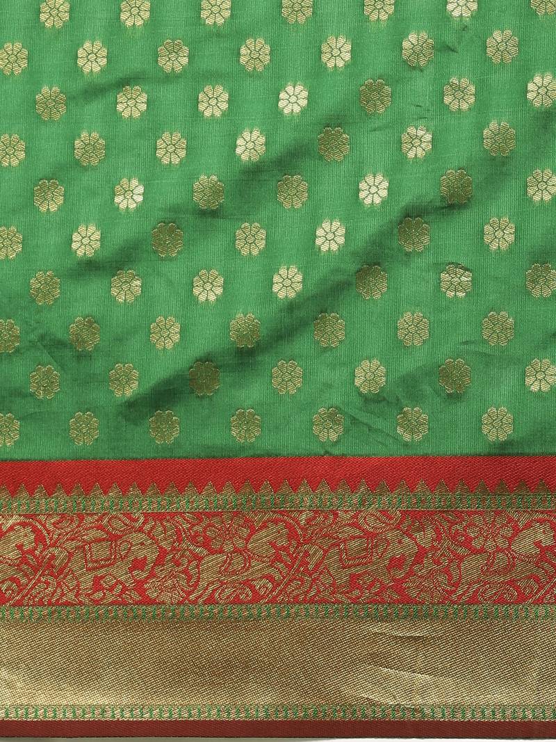 Amrutam fab women's banarasi silk green saree with blouse piece (sr-10175-green)