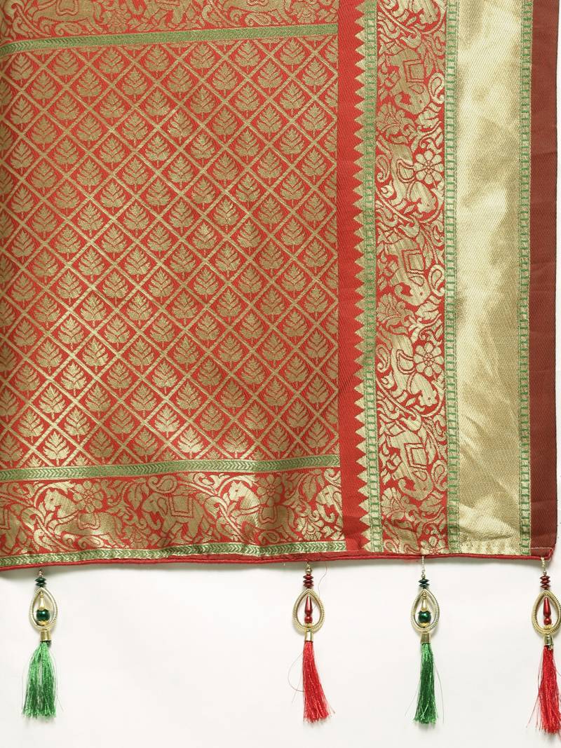 Amrutam fab women's banarasi silk green saree with blouse piece (sr-10175-green)