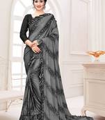 Amrutam Fab Women'S Lycra Foil Print Grey Party Wear Saree With Blouse Piece (Sr-10200-Grey)