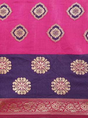 Amrutam Fab Women'S Faux Banarasi Silk Pink Saree With Blouse Piece (Sr-10190-Pink) 3