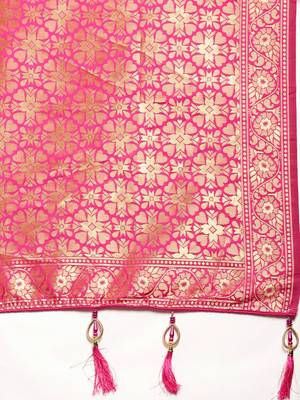 Amrutam Fab Women'S Faux Banarasi Silk Pink Saree With Blouse Piece (Sr-10190-Pink) 4