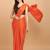 Amrutam fab women's malai silk orange saree with sequences blouse piece