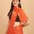 Amrutam fab women's malai silk orange saree with sequences blouse piece