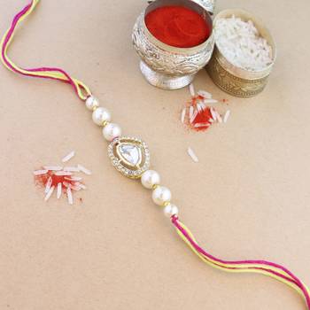 rakshabhandhan special kundan stone rakhi with roli chawal for bhaiya/brother/mens  2