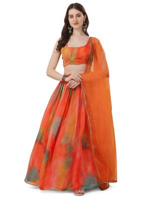 Organza Georgette Digitally Printed Lehenga Choli  1