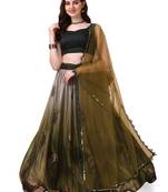 Amrutam Fab Women's Green Color Lycra Digital Print Lehenga Choli