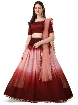 Amrutam Fab Women's Maroon Color Rasal Net Padding Designer Lehenga Choli 1