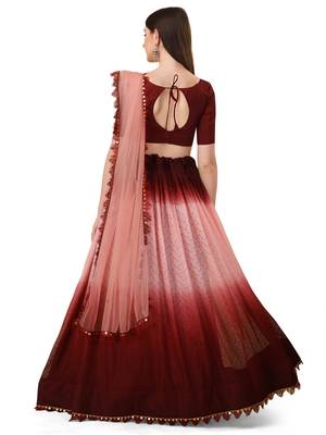 Amrutam Fab Women's Maroon Color Rasal Net Padding Designer Lehenga Choli 2