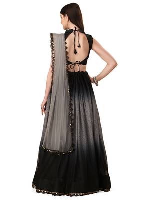 Amrutam Fab Women's Black Color Rasal Net Padding Designer Lehenga Choli 2