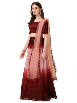 Amrutam Fab Women's Maroon Color Rasal Net Padding Designer Lehenga Choli 3