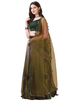 Amrutam Fab Women's Green Color Lycra Digital Print Lehenga Choli 4