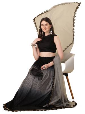 Amrutam Fab Women's Black Color Rasal Net Padding Designer Lehenga Choli 4
