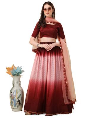 Amrutam Fab Women's Maroon Color Rasal Net Padding Designer Lehenga Choli 4