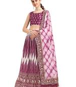 Amrutam Fab Women's Purple Color Satin Digital Print Crush Designer Lehenga Choli