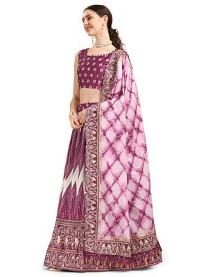 Amrutam Fab Women's Purple Color Satin Digital Print Crush Designer Lehenga Choli 4