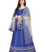 Amrutam Fab Women's Blue Malay Satin Sequence Embroidered Work Lehenga Choli