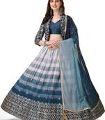Amrutam Fab Women's Morpich Color Satin Digital Print Crush With Embroidered Work Jacket Designer Lehenga Choli