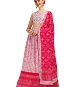 Amrutam Fab Women's Whitre & Pink Color Satin Digital Print Crush Designer Lehenga Choli