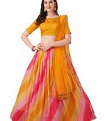 Amrutam Fab Women's Pink & Yellow Color Georgette Printed Lehenga Choli