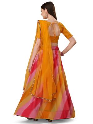 Multicolour Georgette Digitally Printed Lehenga Choli  2