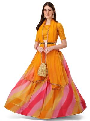 Multicolour Georgette Digitally Printed Lehenga Choli  4