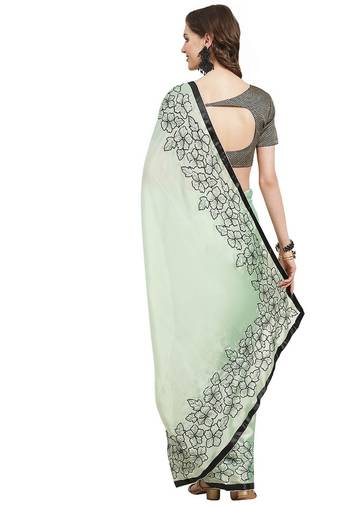 Serona fabrics women's georgette sequine embroidery floral work saree