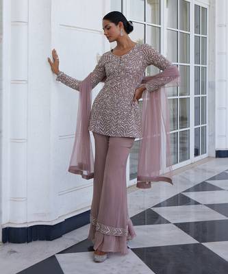 Salmon pink selina sharara set 1