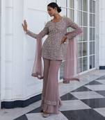 Salmon pink selina sharara set