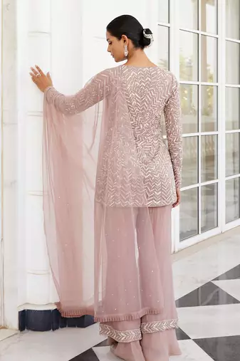 Salmon pink selina sharara set
