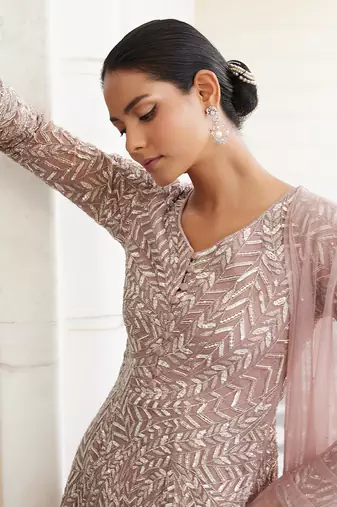 Salmon pink selina sharara set