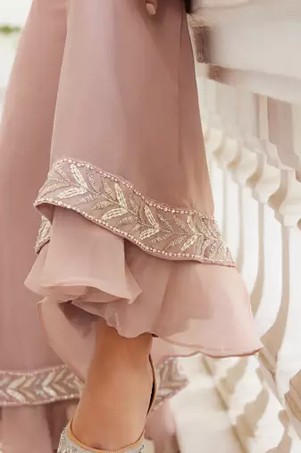 Salmon pink selina sharara set