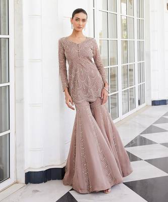 Salmon pink shuha sharara set 1