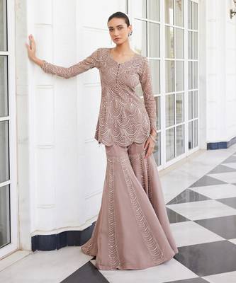 Salmon pink shuha sharara set 2