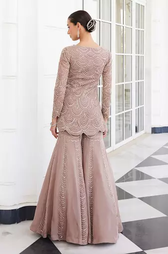 Salmon pink shuha sharara set