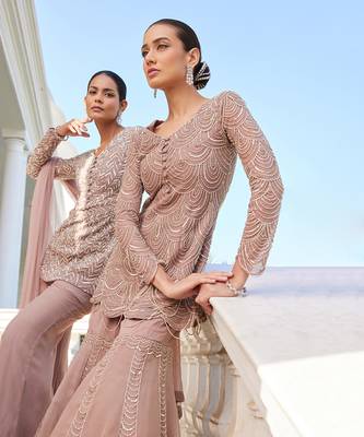 Salmon pink shuha sharara set 5
