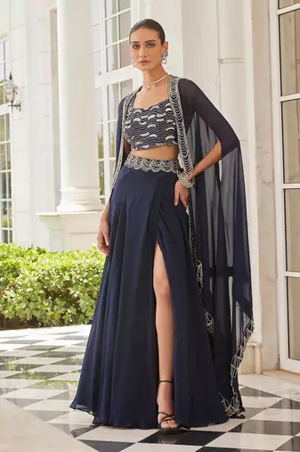 Navy blue suha skirt set