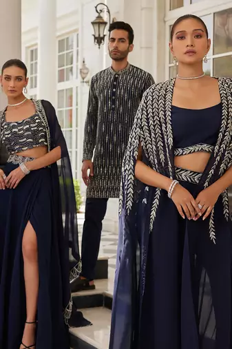Navy blue sumlina cape set