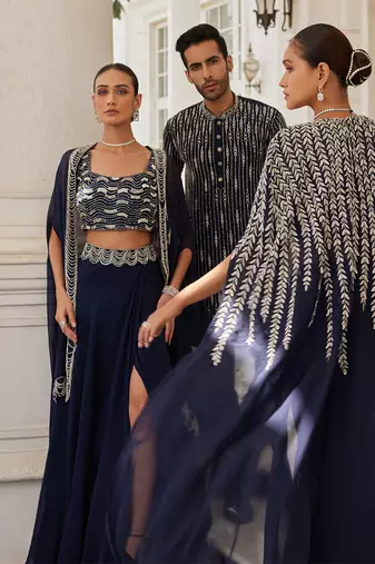 Navy blue sumlina cape set