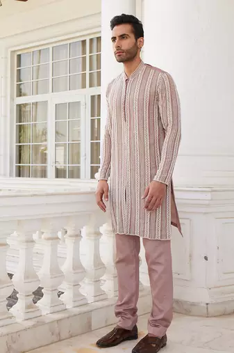Salmon pink sevyn kurta set