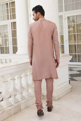 Salmon pink shane kurta set