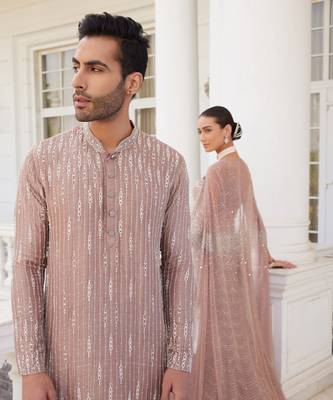 Salmon pink shane kurta set 5