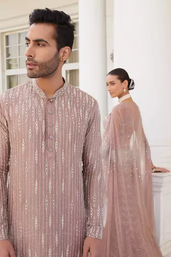 Salmon pink shane kurta set