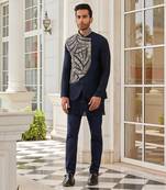 Navy blue siro jacket kurta set