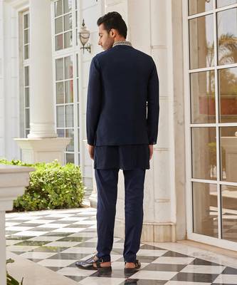 Navy blue siro jacket kurta set 2