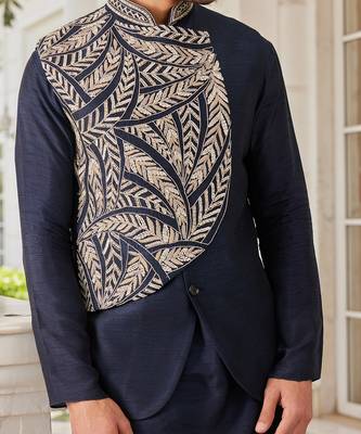 Navy blue siro jacket kurta set 3