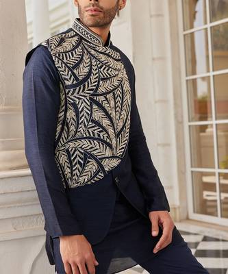 Navy blue siro jacket kurta set 4